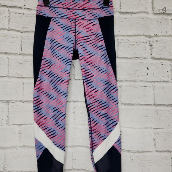 Athleta Electra Sonar 7/8 Length Pink Blue Stretch Leggings Women's Size S - Picture 5 of 11